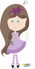 Girl with pencils