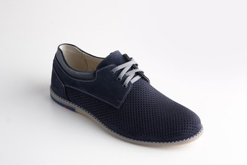 Blue men shoes isolated on white background.