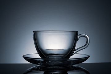 tea or coffee glass on black