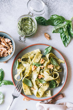 Pappardelle with pesto