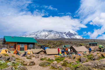 Cercles muraux Kilimandjaro Camping on mount Kilimanjaro in tents to see the glaciers in Tanzania, Africa
