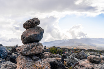 Beautiful landscape of Tanzania and Kenya from Kilimanjaro mountain.