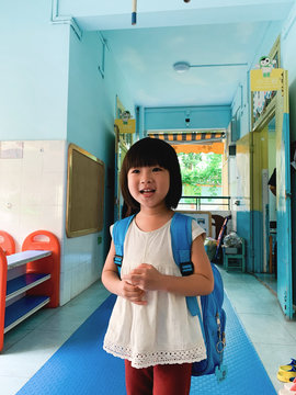little girl in kindergarten