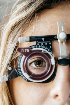 Close up of a young girl wearing optometry glasses