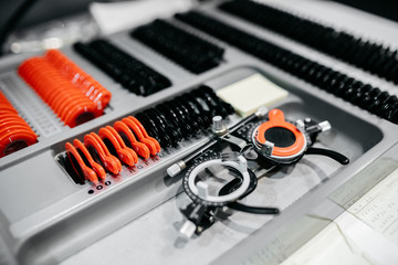 Detail of optometry trial frame