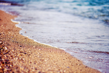 Sea view from tropical beach. Tranquil sea harmony of calm water surface.