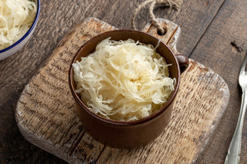 Fermented cabbage in a pot