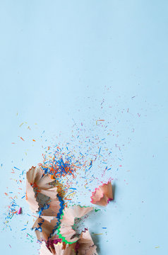 Coloured pencil shavings.