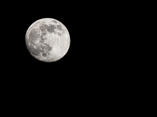 Full moon on black sky background