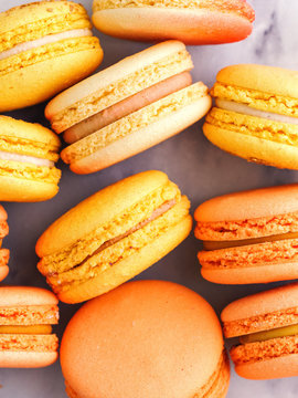 Stacks of orange macaroons