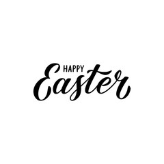 Fototapeta na wymiar Happy Easter lettering, white background. Vector illustration.