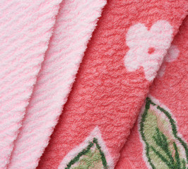 texture of new fleecy pink towels, full frame