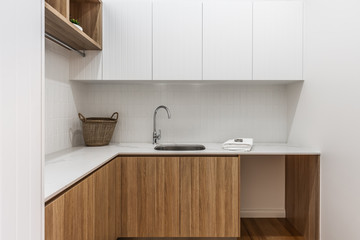 Laundry bench top and cupboards