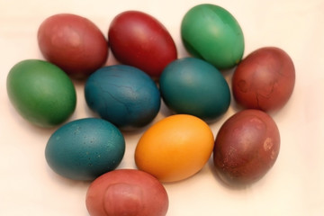 Fototapeta na wymiar Colorful easter eggs. Selective focus.