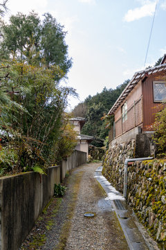 An alley way in rural kyoto japan