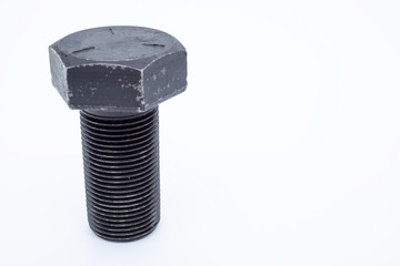 Grade 5 screw, fine rope, hex head, black on white background