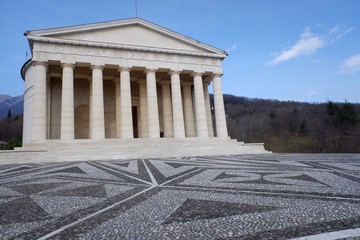 Obraz premium The Temple of Canova is a Roman Catholic parish church built in a severe Neoclassical style, based on the designs of Antonio Canova. It is located on a hilltop in Possagno, Treviso, Italy