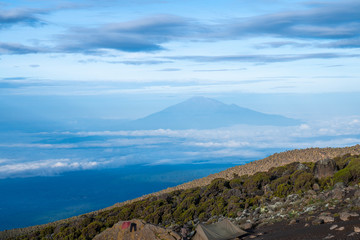 Beautiful landscape of Tanzania and Kenya from Kilimanjaro mountain.