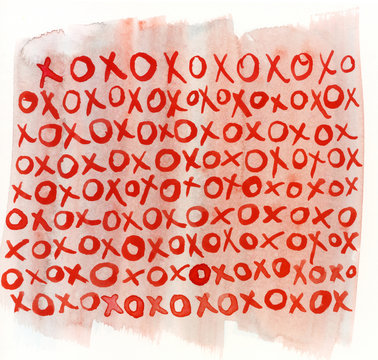 Watercolor Painting Featuring X's and O's