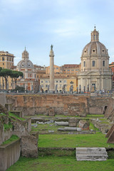 Fototapeta na wymiar Italy - Rome - Fori imperiali ( Imperial Forums ) the antique roman ruines - Unesco heritage