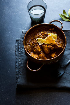 Chicken Curry Dish with Poppadum