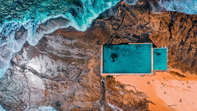 Aerial view of Mona Vale Rockpool on New South Wales in Sydney