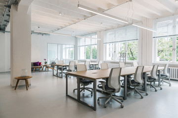 Bright Open-Plan Office Without People