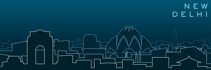 New Delhi Multiple Lines Skyline and Landmarks