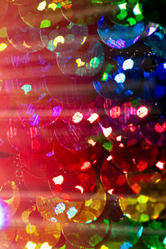 Close-up of multi-colored sequins