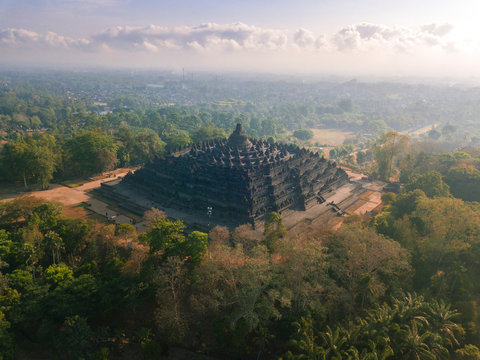Aerial view of Magelang, Java Central, Indonesia.