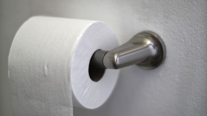 New roll of toilet paper in bathroom