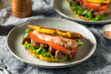 Homemade Puerto Rican Jibarito Steak Sandwich