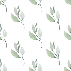 Seamless ecology pattern with leaves.