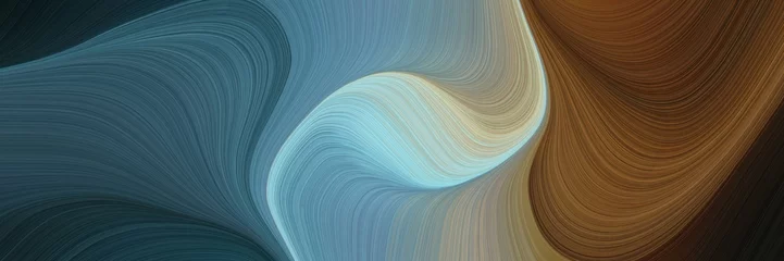 Gordijnen Abstract modern landscape orientation graphic with waves. contemporary waves illustration with dark slate gray, pastel blue and slate gray color  © Eigens