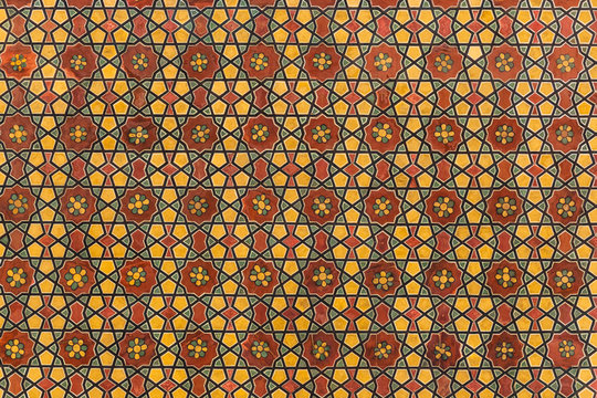 Colorful geometric patterns on wood