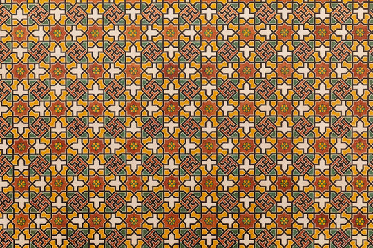 Colorful geometric patterns on wood