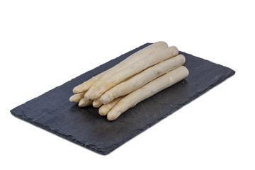 White asparagus sticks isolated on white background