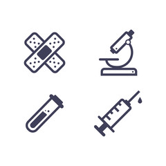 Medical icons on white background. Medicine symbols in grey. Vector illustration
