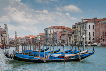 Fototapeta na wymiar Famous gondolas in Venice, Italy