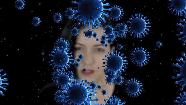 Beautiful Young Female Feeling Sick And Sneezing. SARS Outbreak. Outbreak of Coronavirus (COVID-19) Disease. Dangerous Pandemic Disease. Dangerous Virus Outbreak. COVID-19 Disease Spreading. Virus Rel