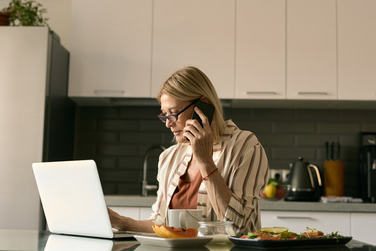Aged Woman Talking On Phone