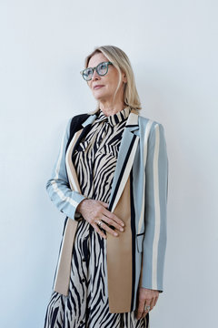 Elderly Woman Wearing Dress And Blazer Portrait