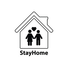 stay home icon  sign lockdown icon home icon with lock symbol quarantine 