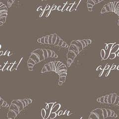 Vector seamless pattern with contour baking on dark background