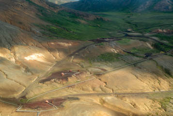 Geothermal power station in Iceland. Generation of ecologically clean renewable energy.
