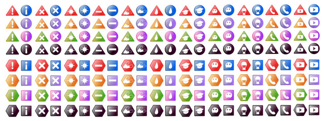 176 iconos imprescindibles para avisos web. Configura tus alertas con estos magníficos vectores en diferentes formas y colores para adecuarlo a tus proyectos.
