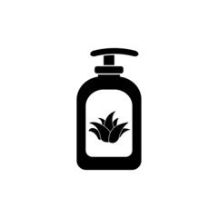 Skin care, natural lotion, face or hand cream or soap with aloe vera, vector icon