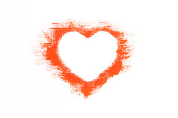 Red heart shape for text isolated on white background