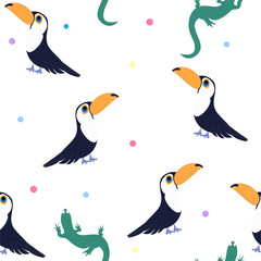 Lizards and toucans pattern