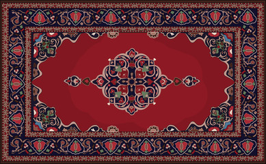 Illustrated Persian carpet original design, tribal texture. 